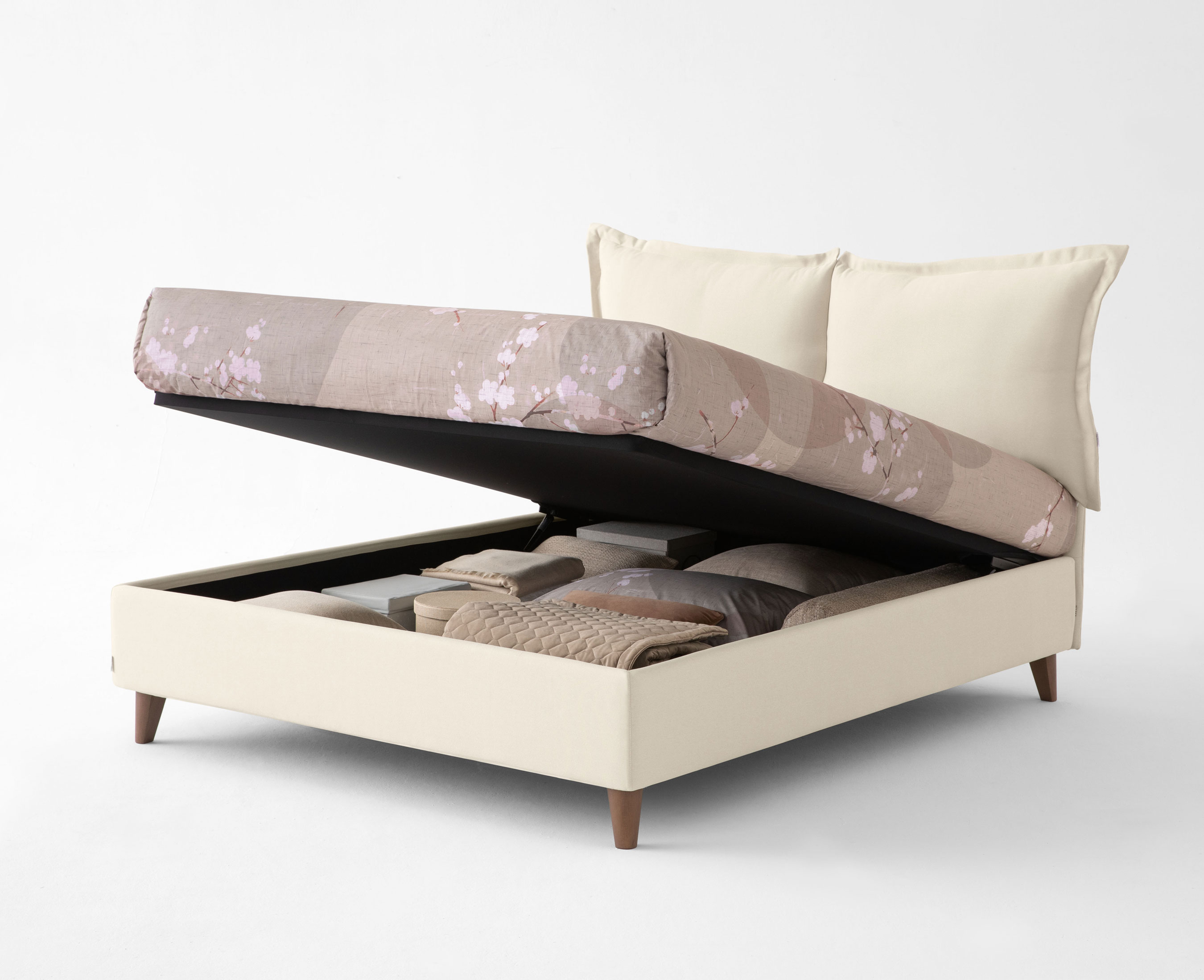 Mariposa letto tessile con base contenitore 