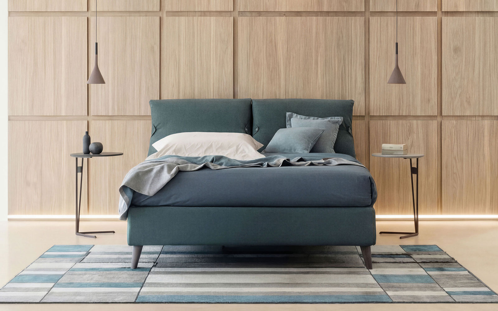 Dama letto tessile con comodini Modì