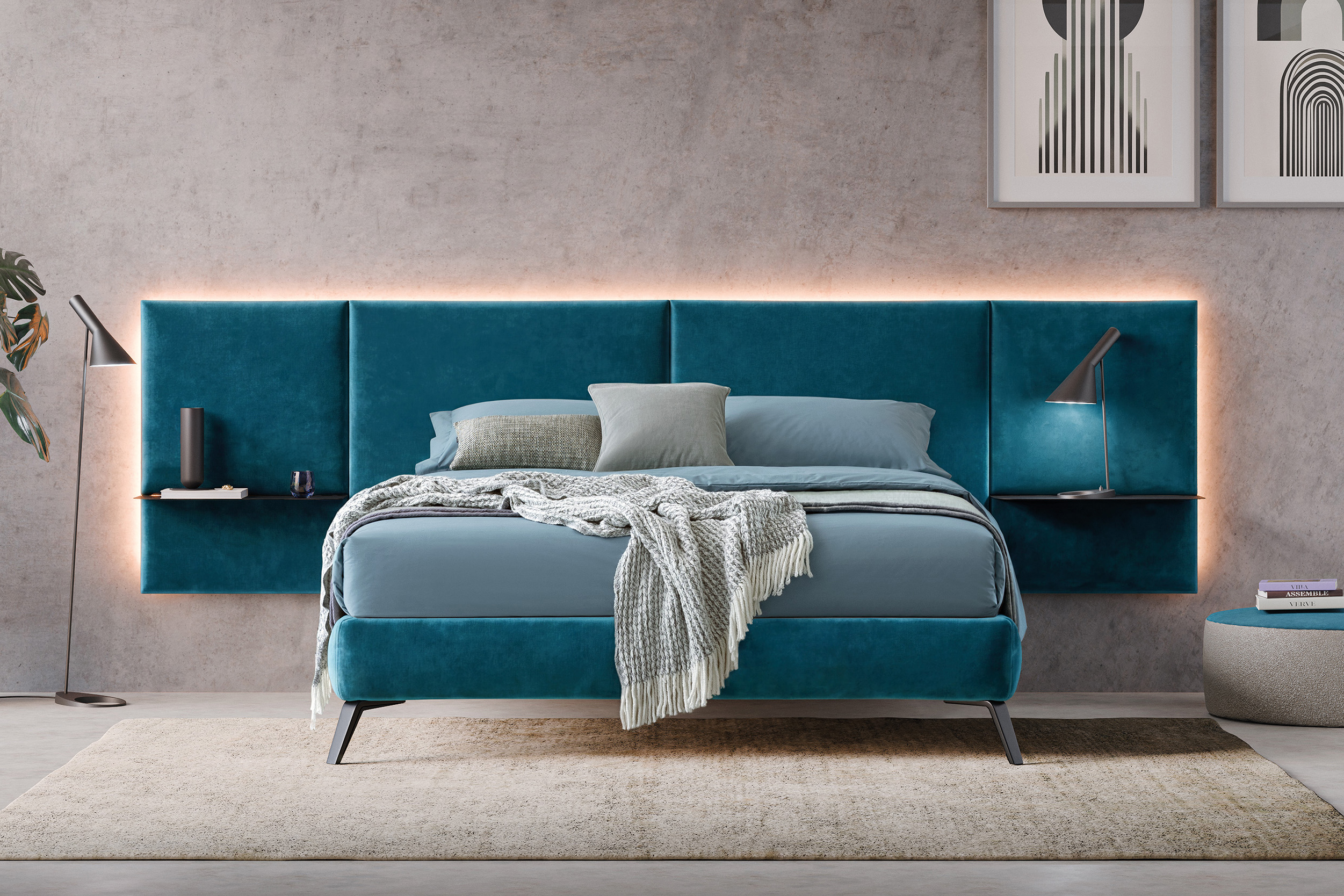 Testiera letto modulabile Wall: Configurazione A