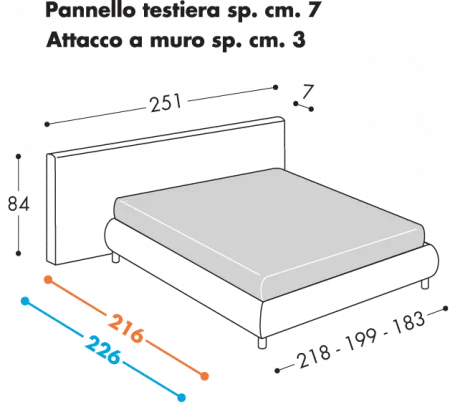 Letto Kelly Tessile Round
Disponibile con basi 
H25 – 32
