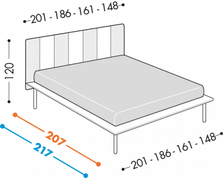 Letto Abaco
Disponibile con base H7 
con rete portante in legno di faggio