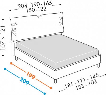 Letto Dan
Disponibile con basi H12 - 18 - 25 – 32
