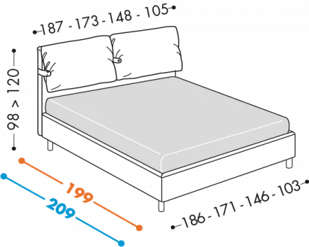 Letto Dama
Disponibile con basi H12 - 18 - 25 – 32