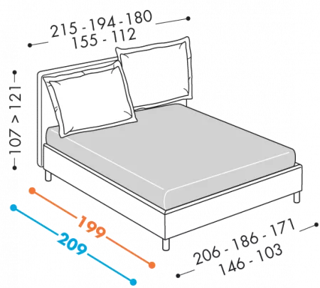 Letto Vivian
Disponibile con basi H12 - 18 - 25 – 32